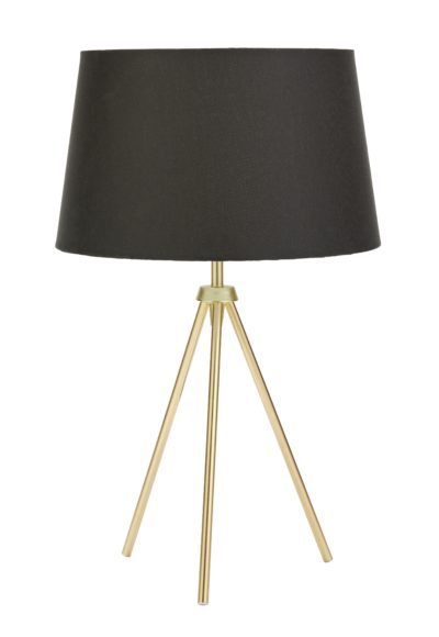 Collection - Trilby Brushed Brass Tripod - Table Lamp - Black